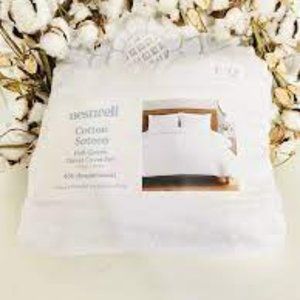 Nestwell Solid Sateen 3-Piece Full/Queen Duvet Cover Set in Bright White Stylis